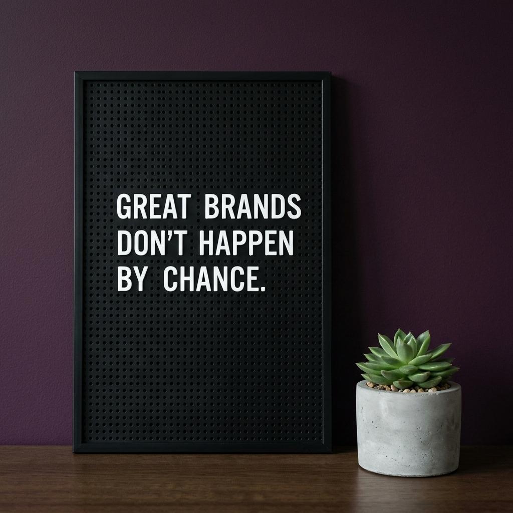 Great brands don't happen by chance pegboard message next to succulent